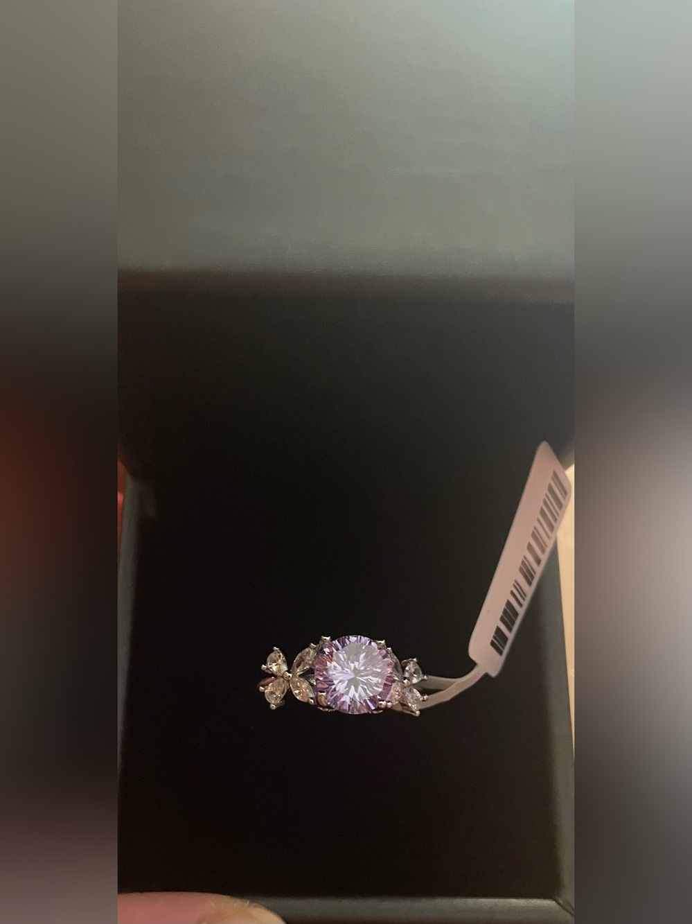 Sterling Silver Lavender Cubic Zirconia Halo Ring - Women Jewelry